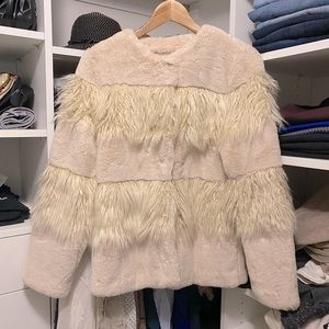 BCBG faux fur, super soft cropped coat.